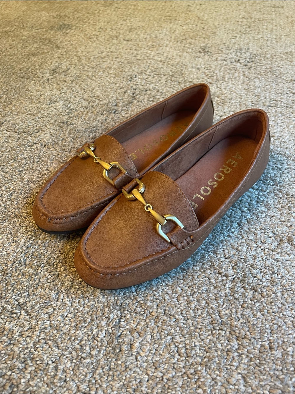 AEROSOLES Women’s Tan Leather Horsebit Slip-On Loafers Size 6.5 NWOB - Picture 2 of 7